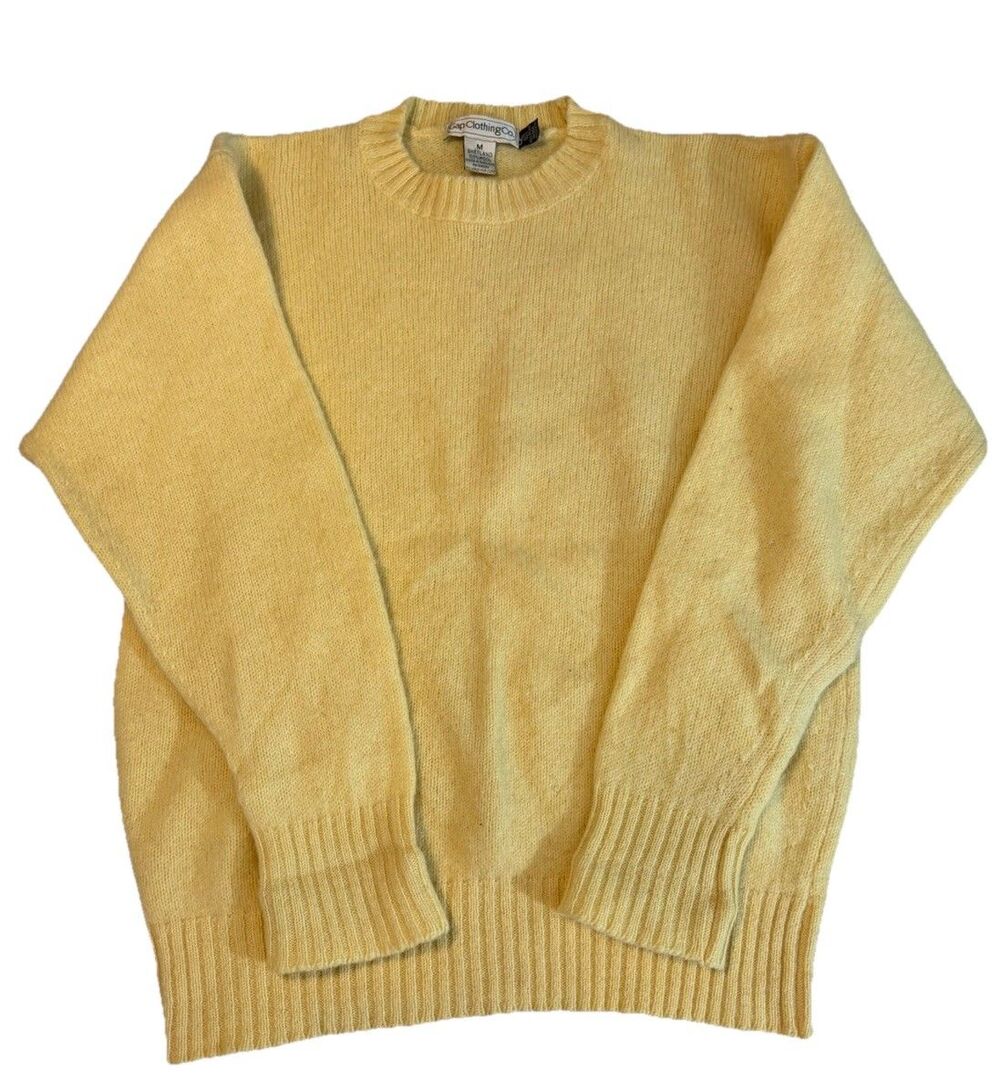 Vtg 80's Gap Clothing Co Shetland Wool Women's Sweater Yellow Size M